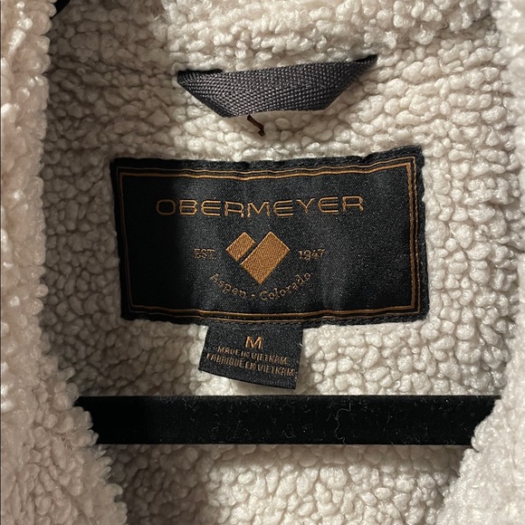 Obermeyer Men's Medium Condor Corduroy Jacket Shale Blue Grey Trucker Bomber - Picture 3 of 16